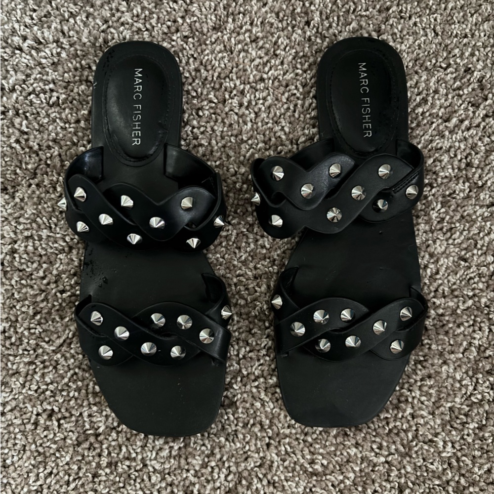 Marc Fisher Black Studded Women's Sandals